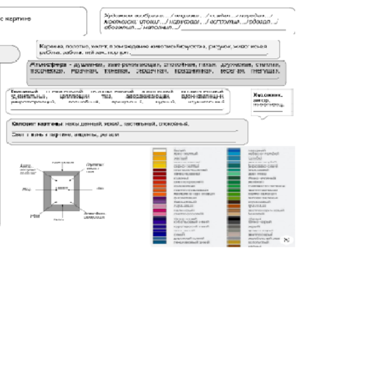 Рабочий лист Сочинение по картине, универсальный рабочий лист 5-8 класс