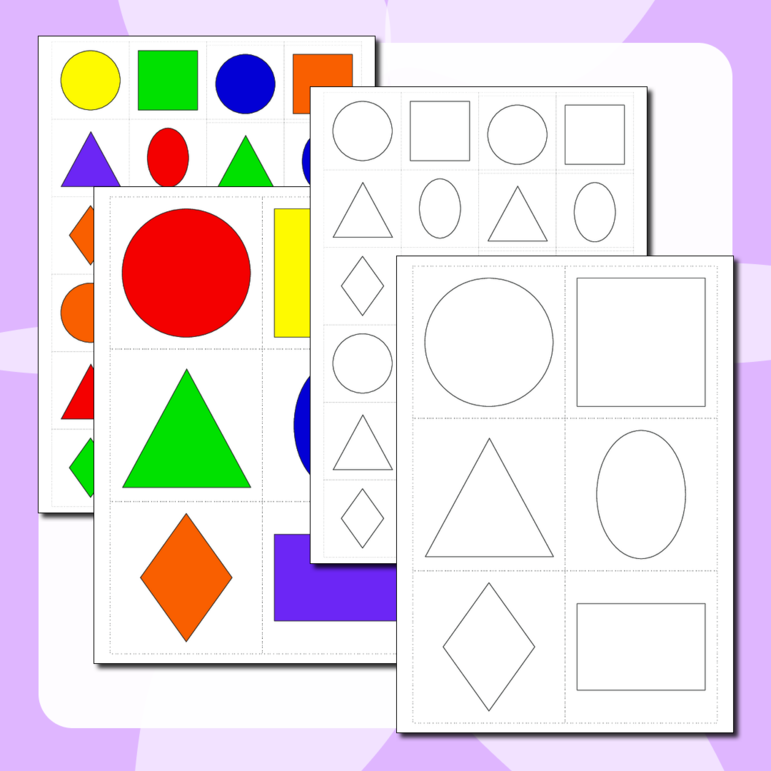 Разрезные карточки - изучаем геометрические фигуры и цвета