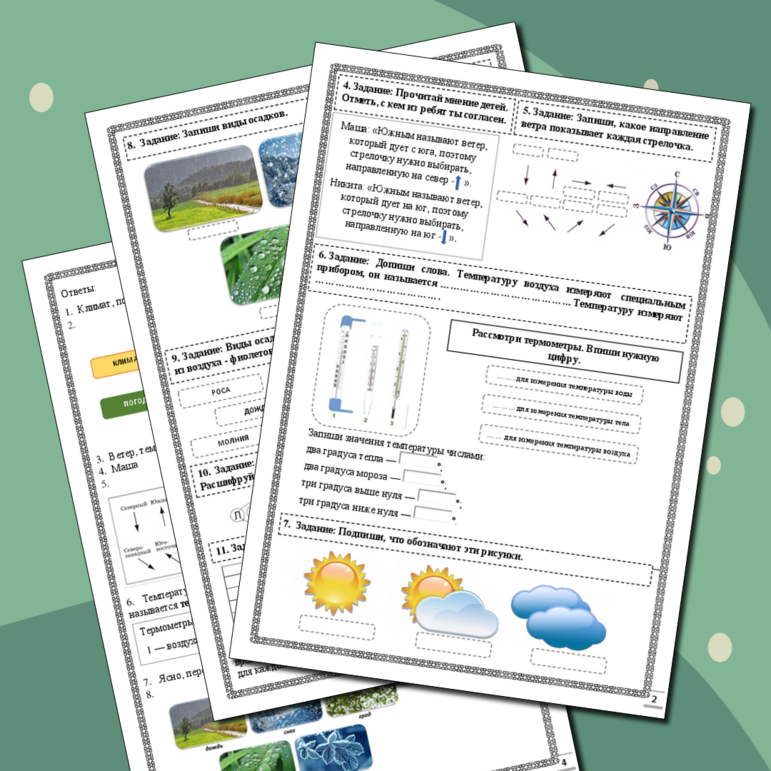 Рабочий лист. Естествознание. Функциональная грамотность. Погода и климат