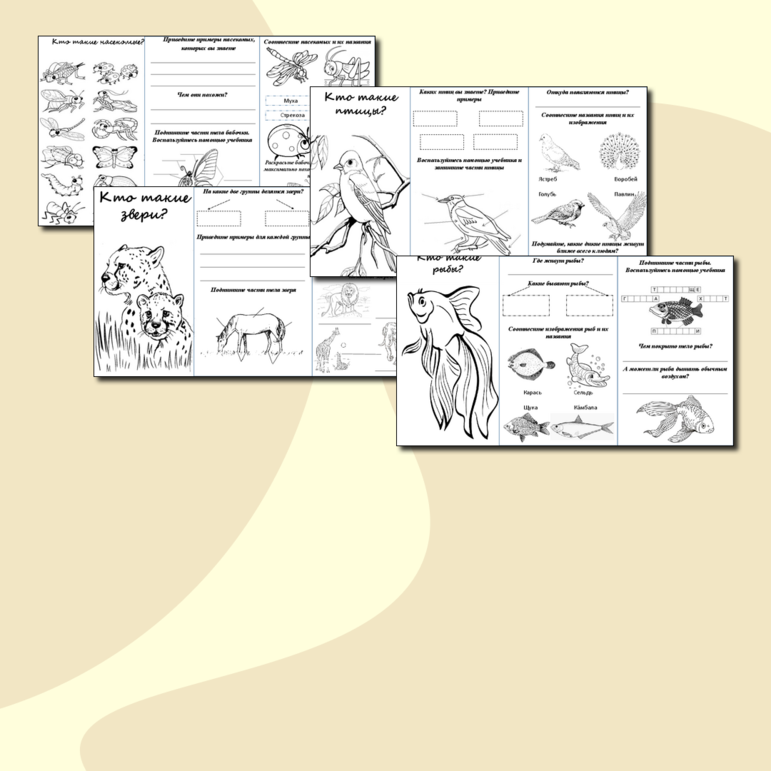 Комплект рабочих листов-гармошек для уроков окружающего мира в 1 классе 