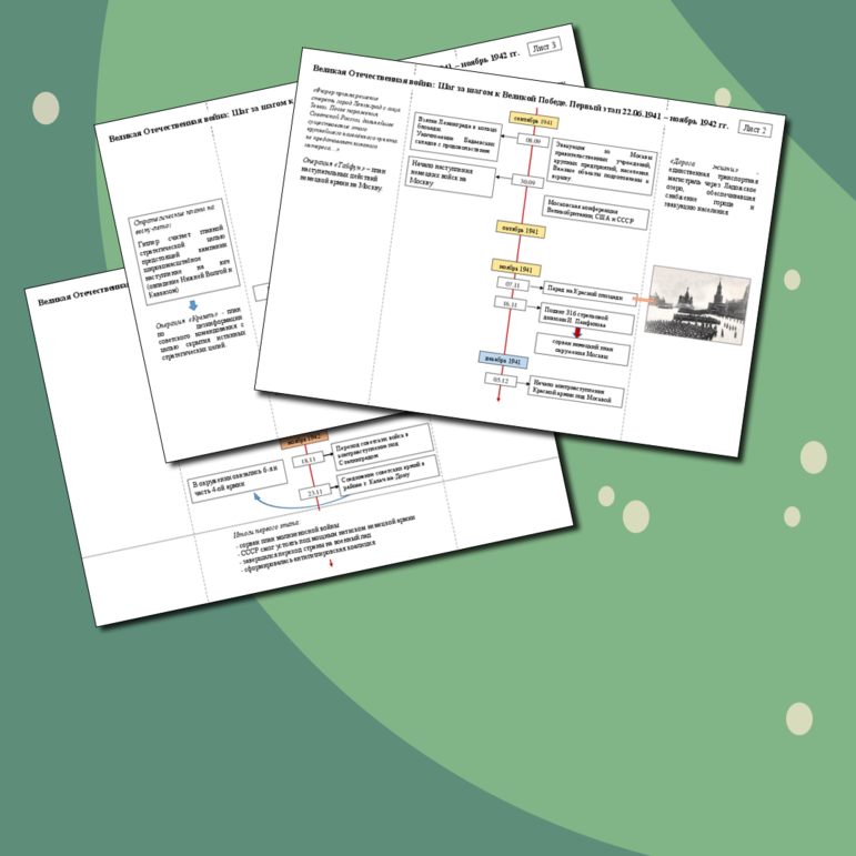 Комплект рабочих листов по истории Великой Отечественной войны 1941-1945 гг. 