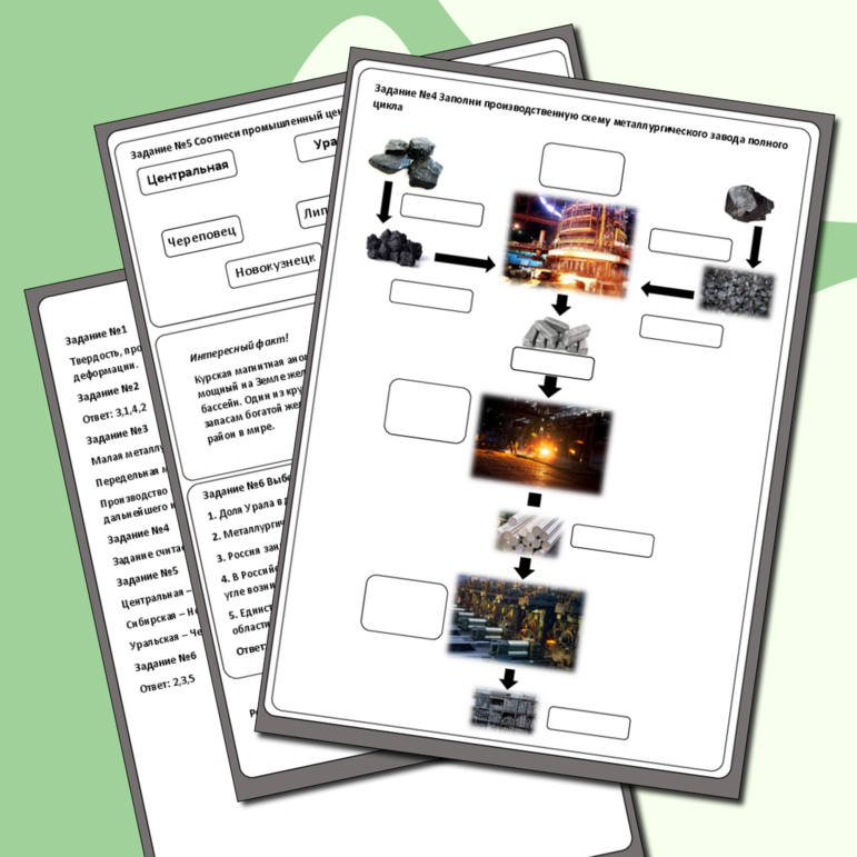 Рабочий лист по географии по теме «Черная металлургия»