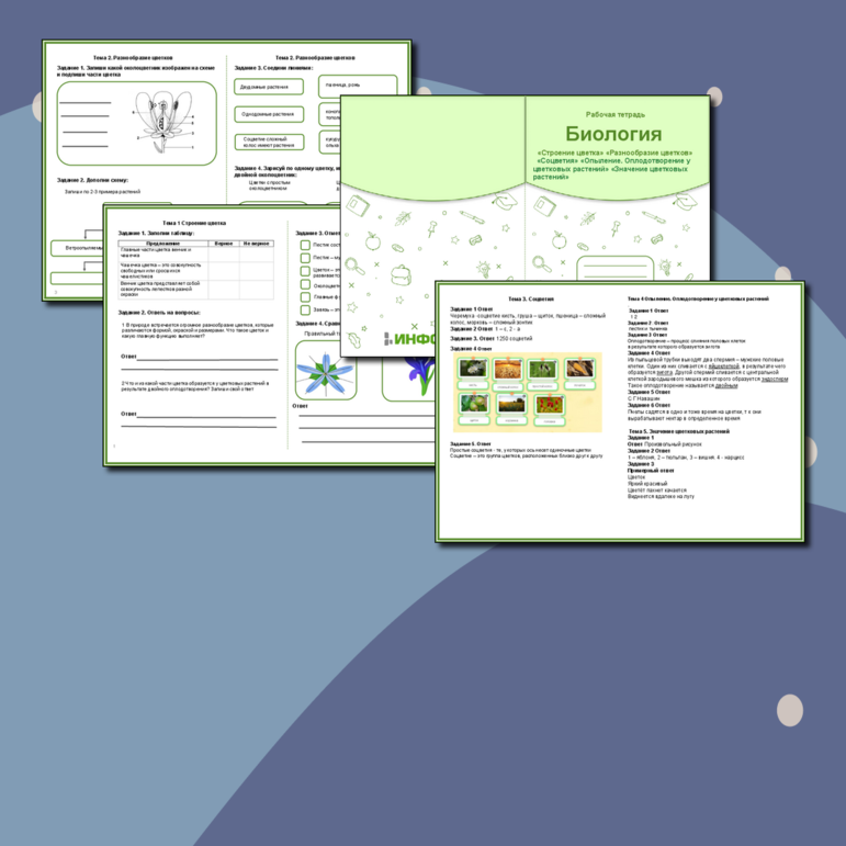 «Строение цветка» «Разнообразие цветков» «Соцветия» «Опыление. Оплодотворение у цветковых растений» «Значение цветковых растений»
