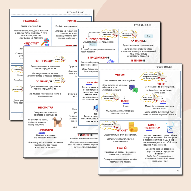 Карточки по русскому языку «Полезные карточки»