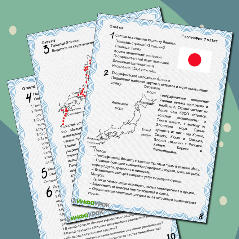 Рабочий лист по географии на тему “Япония”