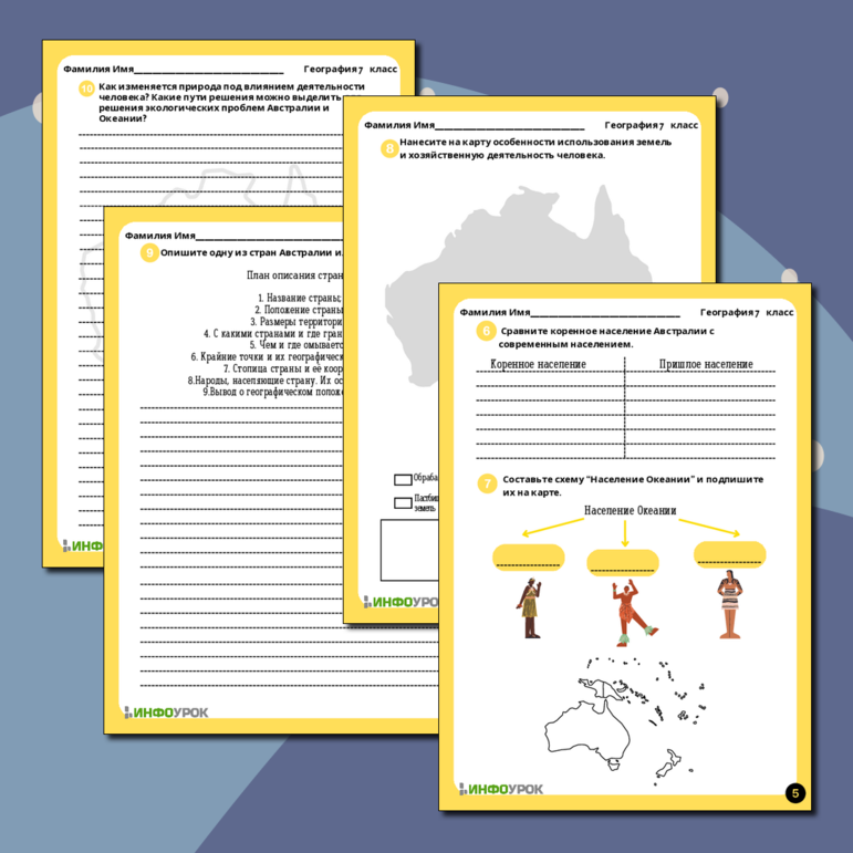 Рабочий лист по географии “Австралия и Океания: население, политическая карта и изменение природы под воздействием деятельности человека”
