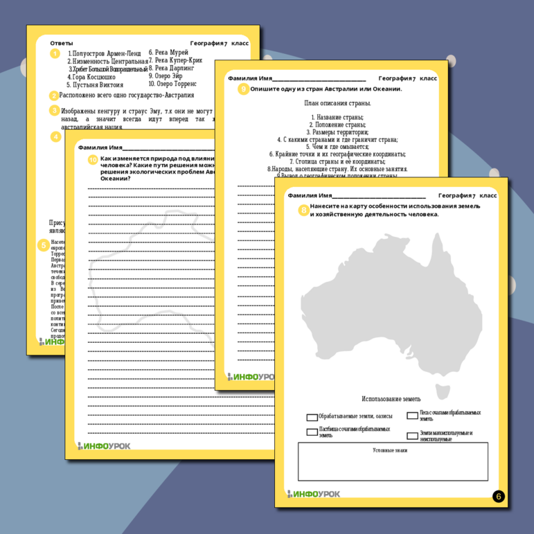 Рабочий лист по географии “Австралия и Океания: население, политическая карта и изменение природы под воздействием деятельности человека”