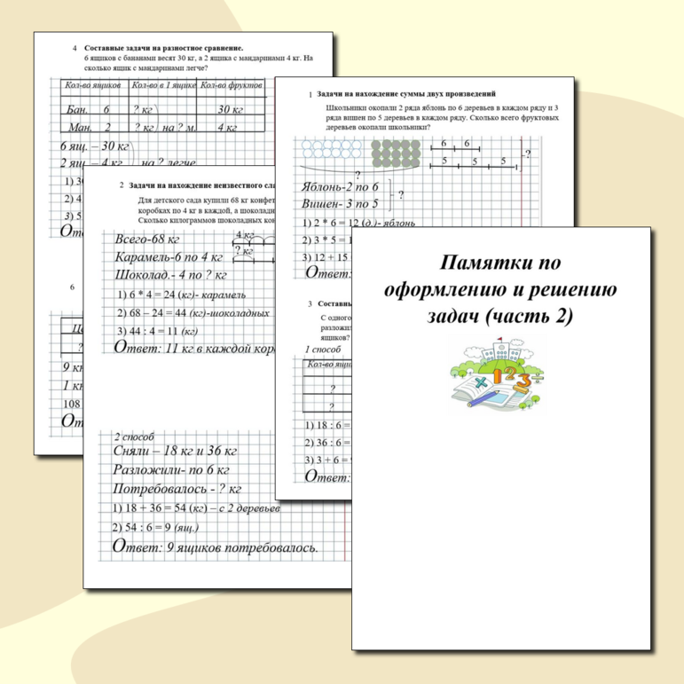 Сборник памяток по оформлению задач для 3-4 классов.