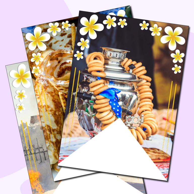 Бумажные флажки для украшения в честь праздника Масленицы (40 шт)