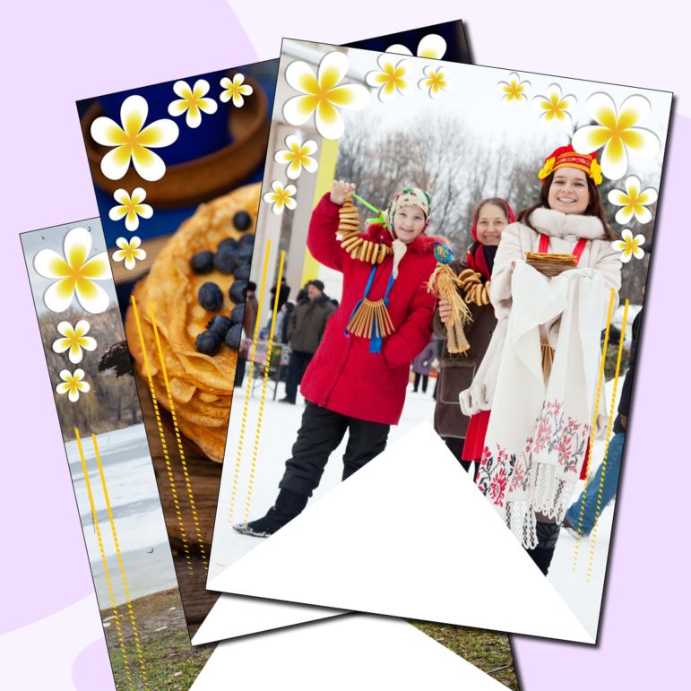 Бумажные флажки для украшения в честь праздника Масленицы (40 шт)