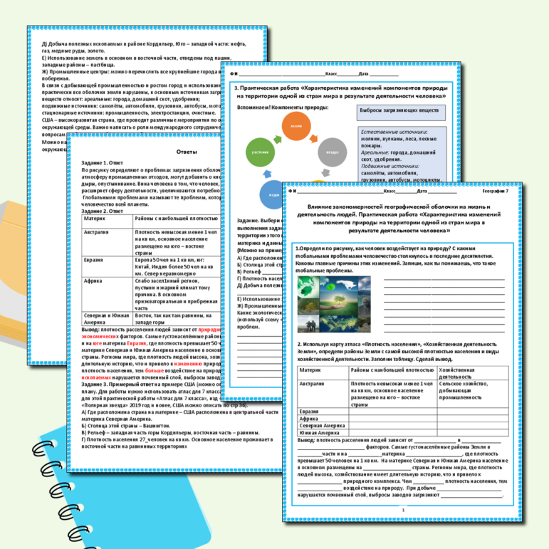 Рабочий лист. «Влияние закономерностей географической оболочки на жизнь и деятельность людей. Практическая работа «Характеристика изменений компонентов природы на территории одной из стран мира в результате деятельности человека»»