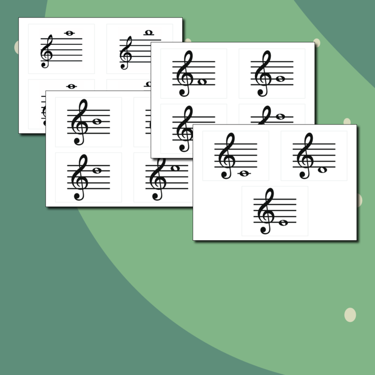 Карточки «Ноты в скрипичном и басовом ключах»