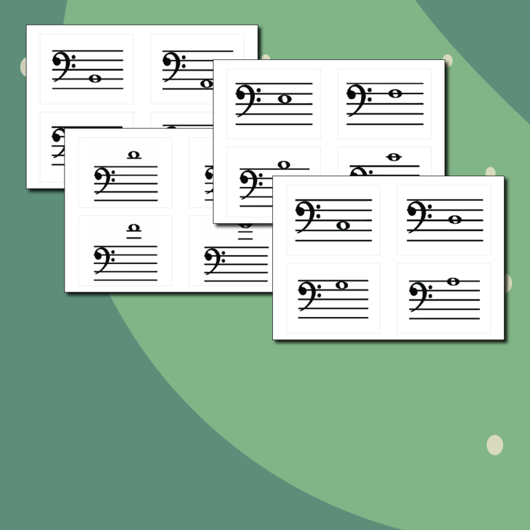 Карточки «Ноты в скрипичном и басовом ключах»