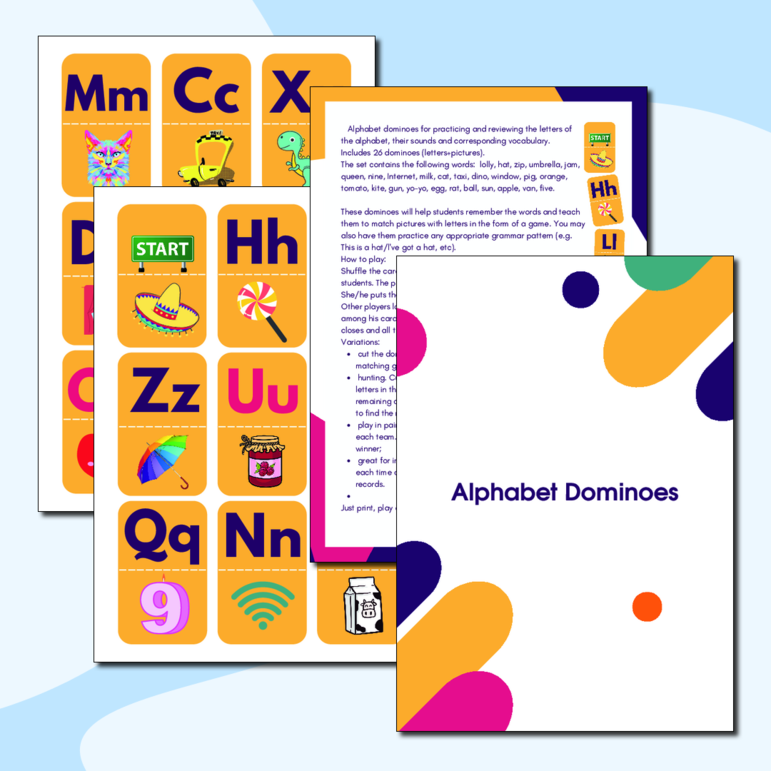 Настольная игра «Домино» для запоминания букв и звуков английского алфавита.
