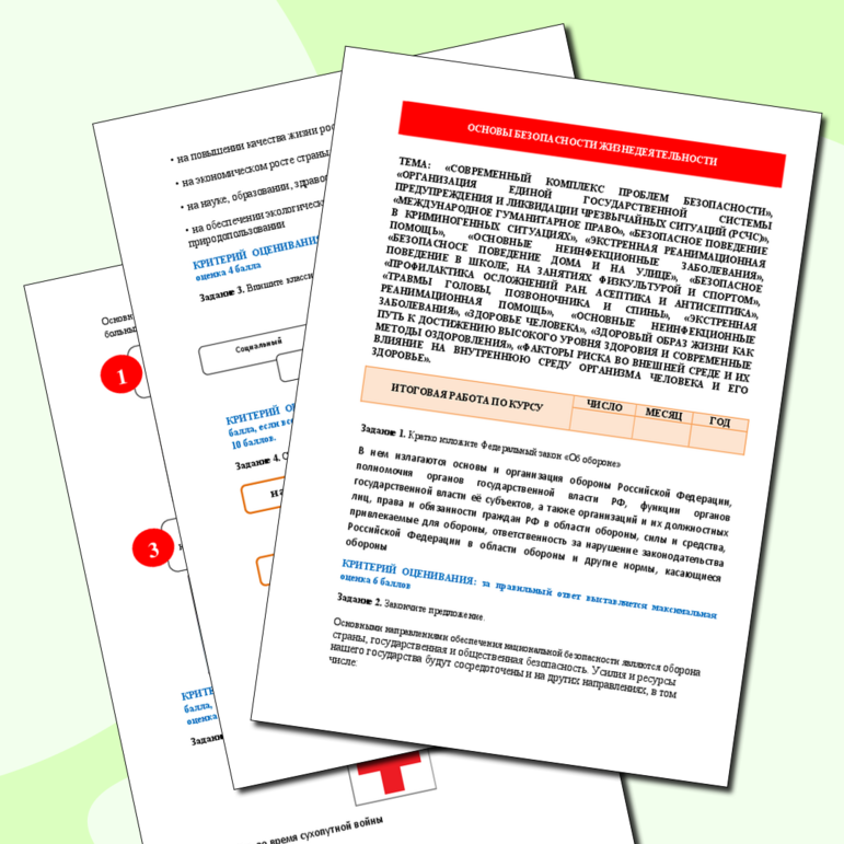 Итоговая работа по ОБЖ за пройденный курс