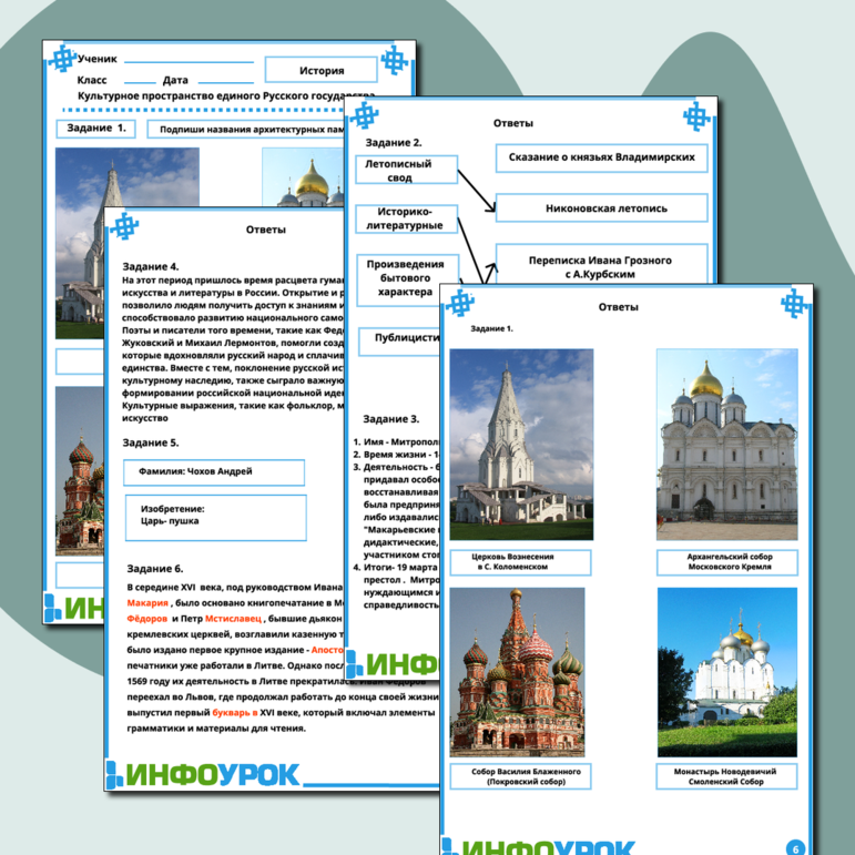 Рабочий лист на тему: Культурное пространство единого Русского государства