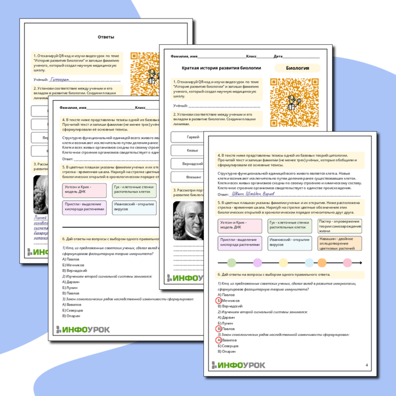 Рабочий лист по биологии: Краткая история развития биологии