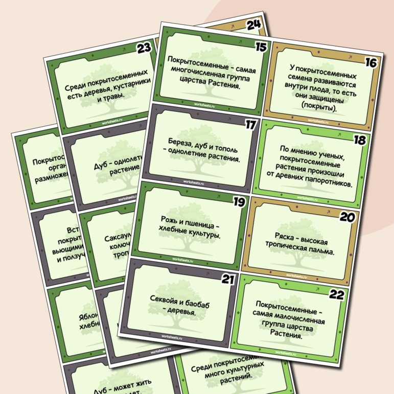 Правда или вымысел - проверочная игра по покрытосеменными растениям - карточки (50 шт.)