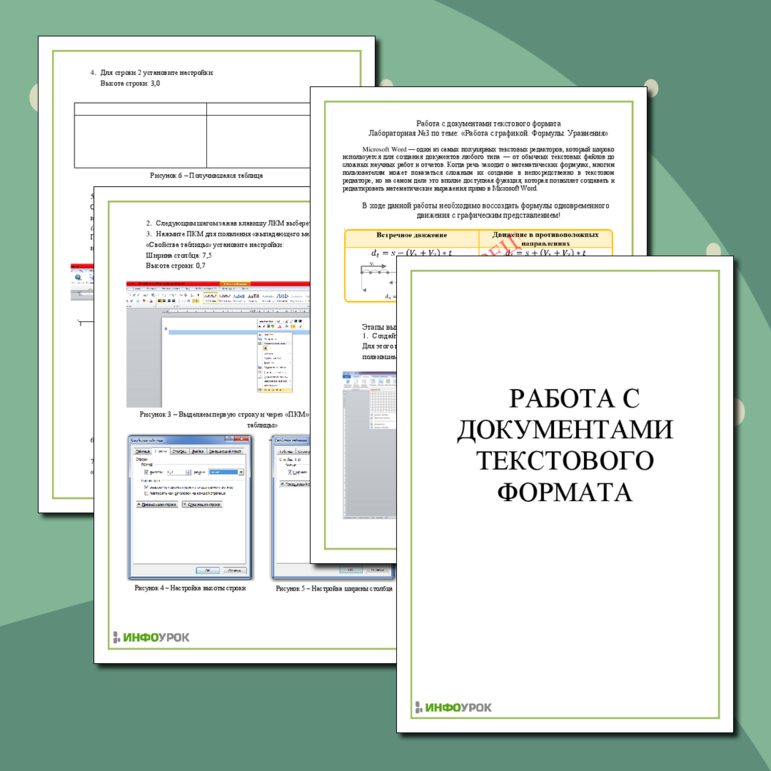 Работа с документами текстового формата Word. Формулы. Уравнения.