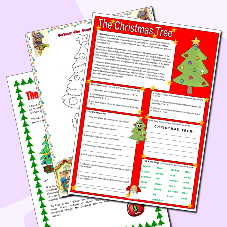 Christmas Worksheet - Decorating the TREE. Рождество