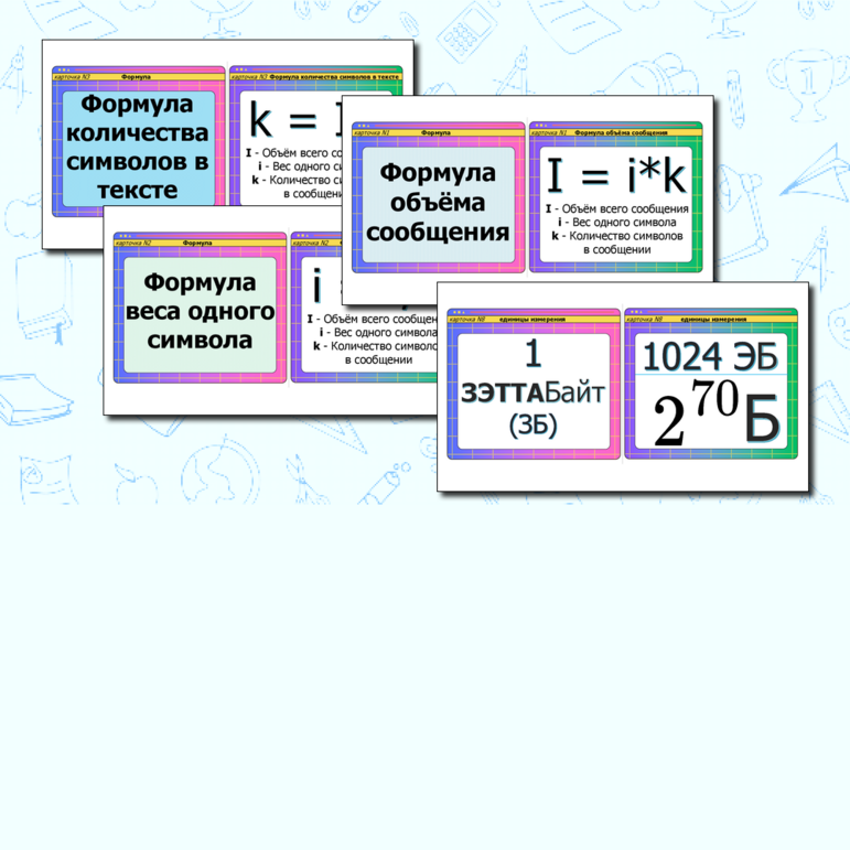 Флеш-карты памятки по информатике 29 штук «Кодирование информации. Оценка объёма памяти, необходимого для хранения текстовых данных». Подготовка к ГИА, ОГЭ (1 задание), повторение для ЕГЭ. 9,10,11 классы. Дидактическая игра. Подготовка к экзаменам. Флэш