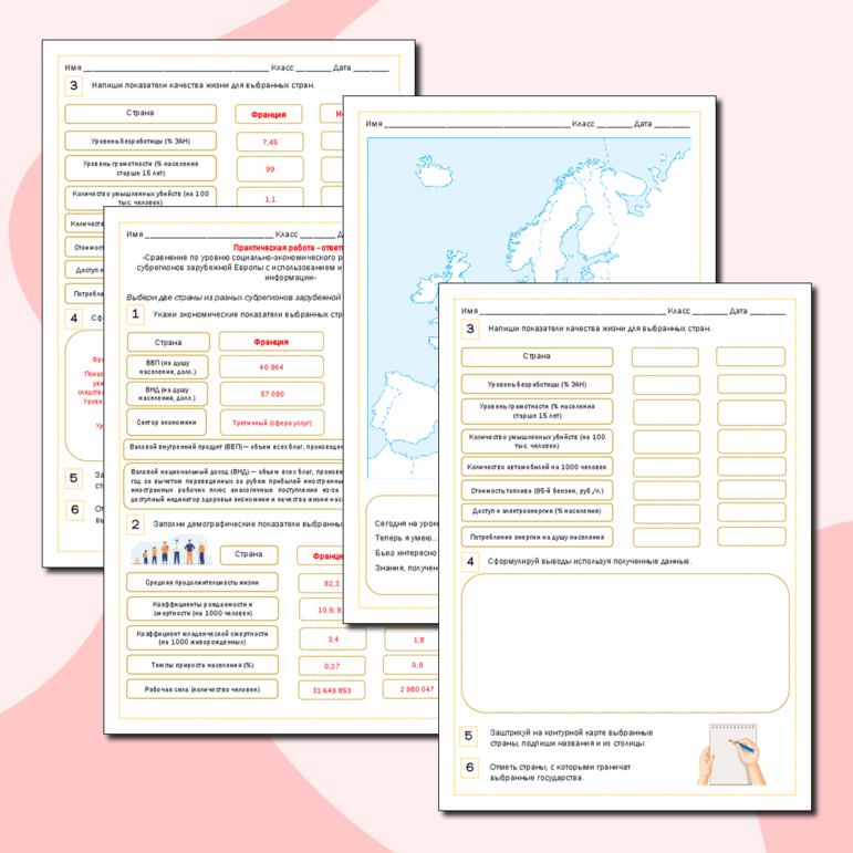 Практическая работа по географии «Сравнение по уровню социально-экономического развития стран различных субрегионов зарубежной Европы с использованием источников географической информации»