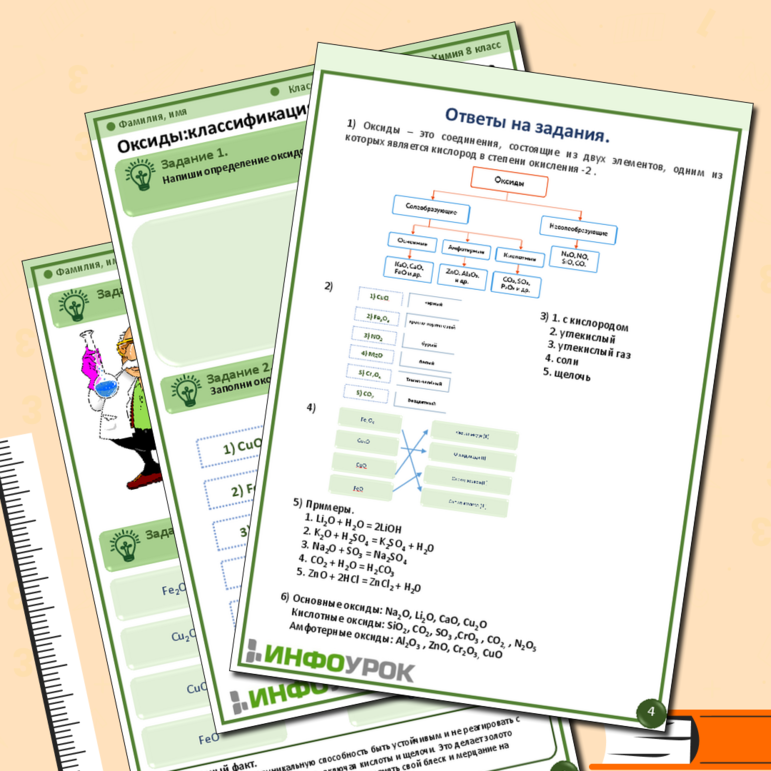 Рабочий лист. Химия. Тема: Оксиды - классификация, свойства, получение.