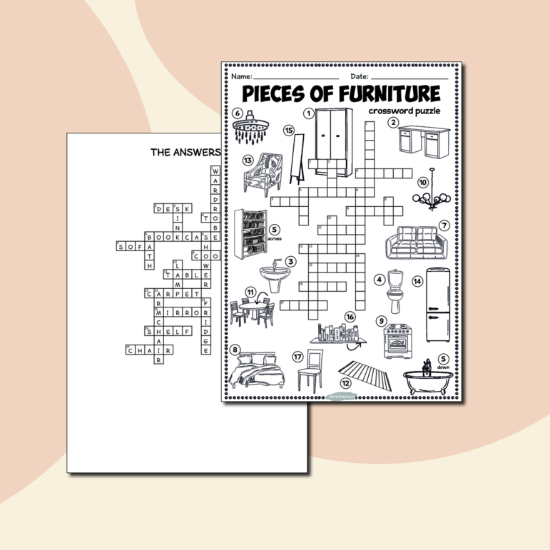 Pieces of furniture - crossword puzzle