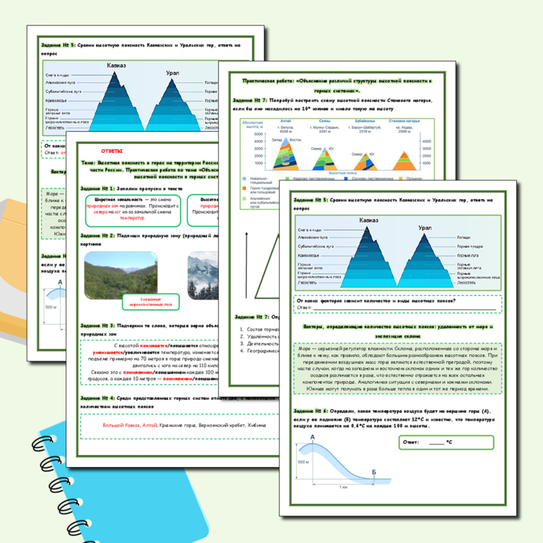 Рабочий лист - Высотная поясность в горах на территории России. Горные системы азиатской части России. Практическая работа по теме «Объяснение различий структуры высотной поясности в горных системах».