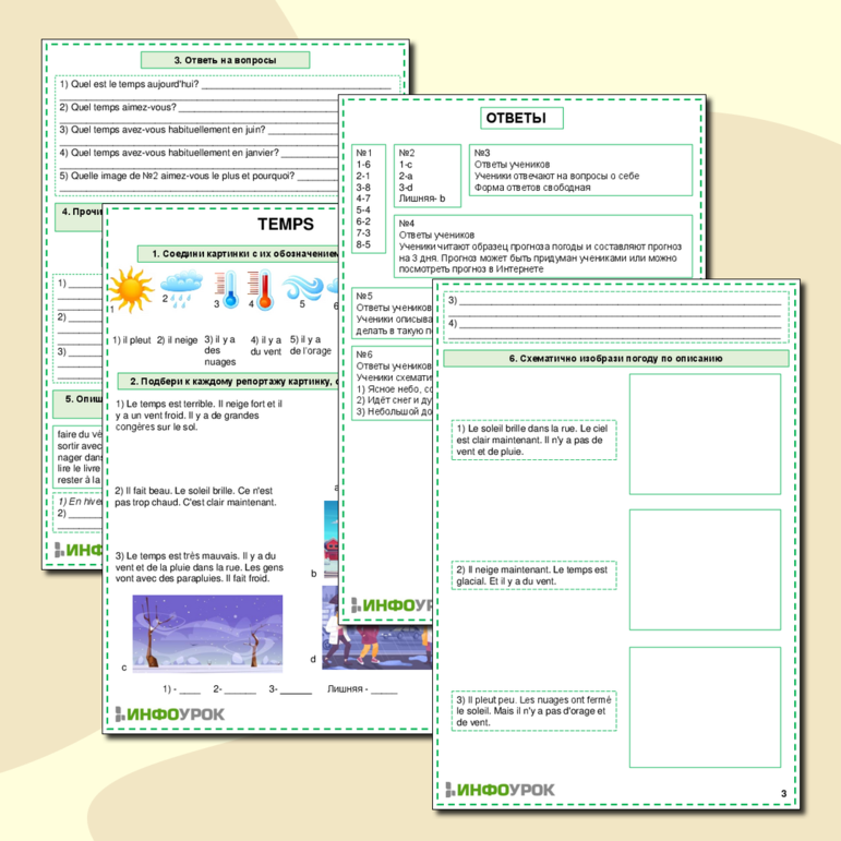 РЛ по французскому языку «Temps(Погода)» для 5-6 классов
