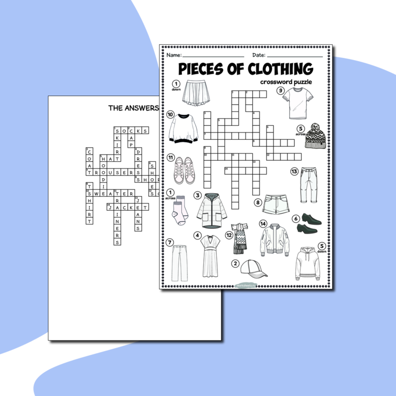 Pieces of clothing - crossword puzzle