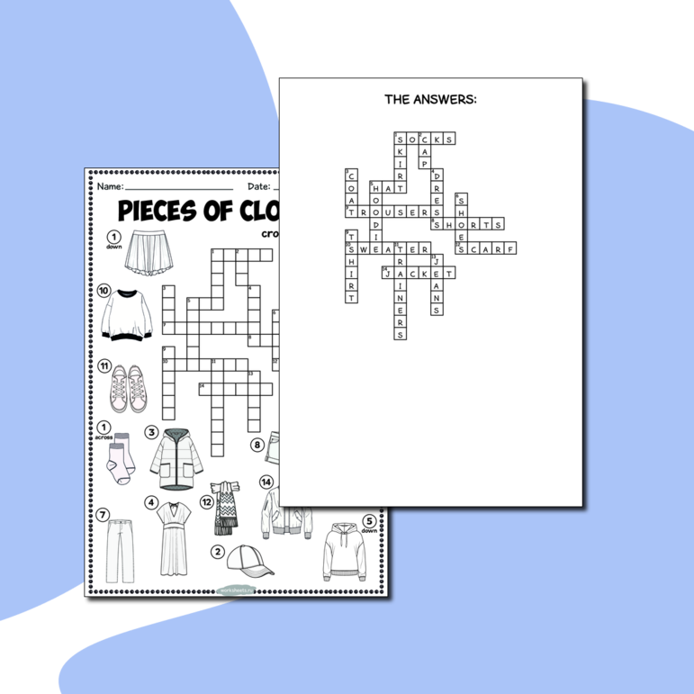 Pieces of clothing - crossword puzzle