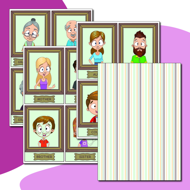 Family members - flash cards. Члены семьи. Карточки (16 шт.)