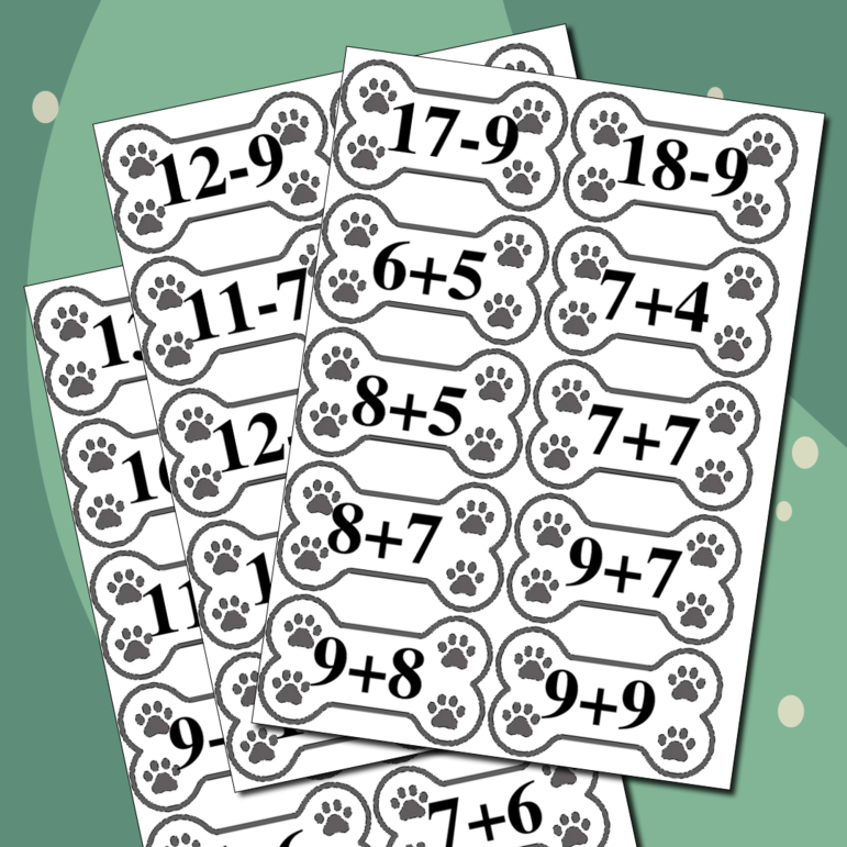Дидактическая игра по математике «Щенки». Сложение и вычитание в пределах 20 с переходом через десяток.