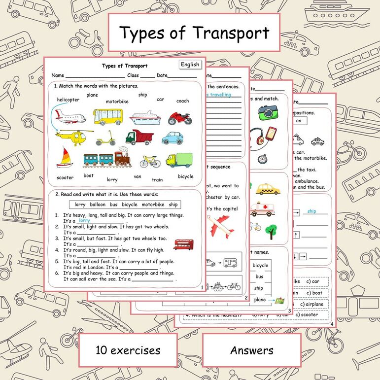 Рабочий лист по английскому языку «Types of Transport / Виды транспорта»