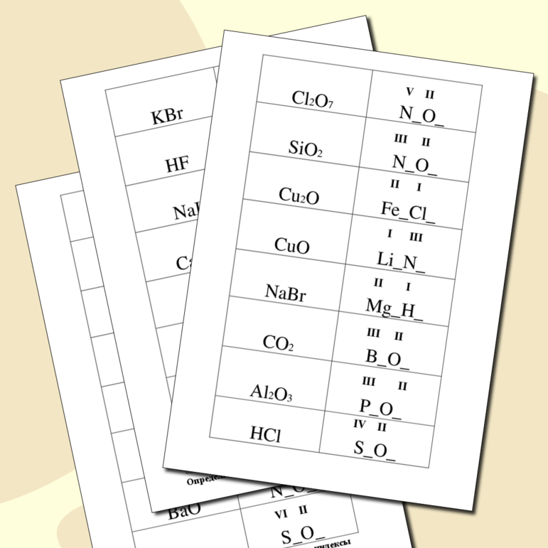 Рабочий лист по химии на тему 
