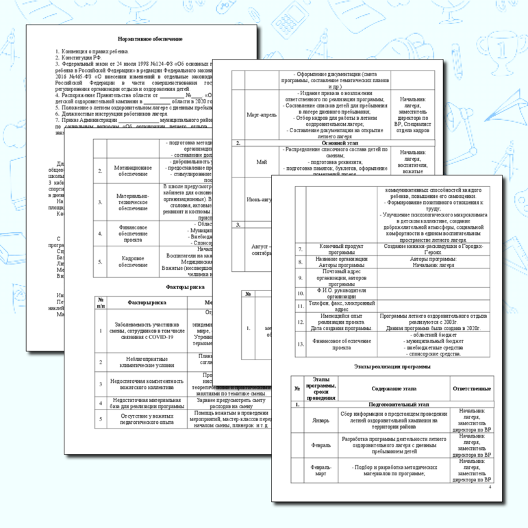 Программа смены лагеря с дневным пребыванием детей 