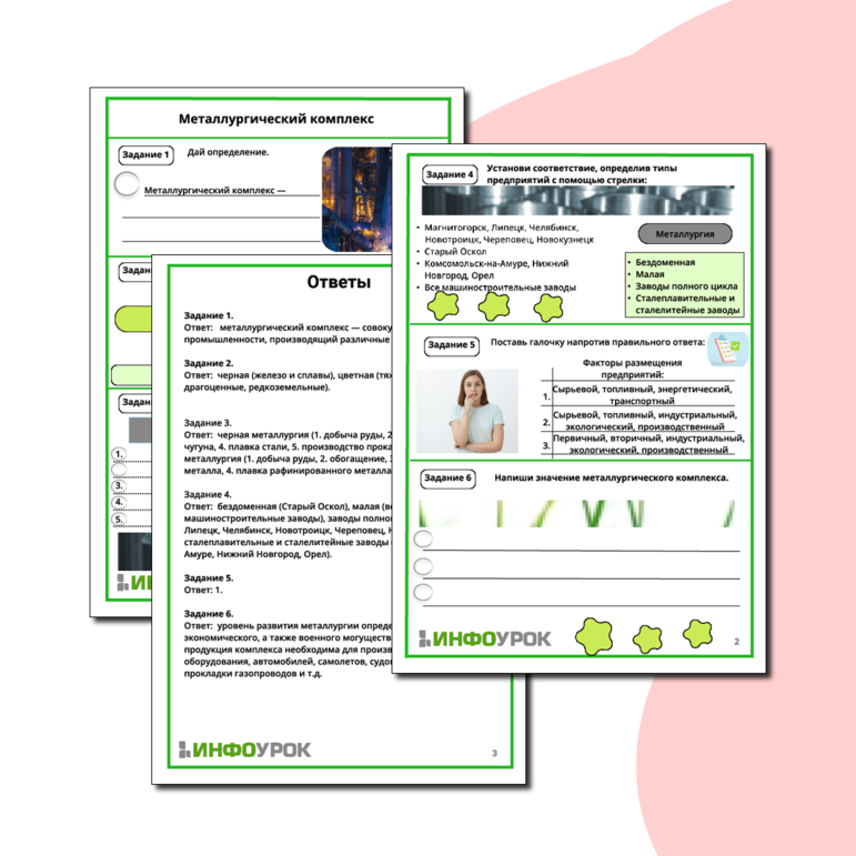 Рабочий лист по географии на тему «Металлургический комплекс».