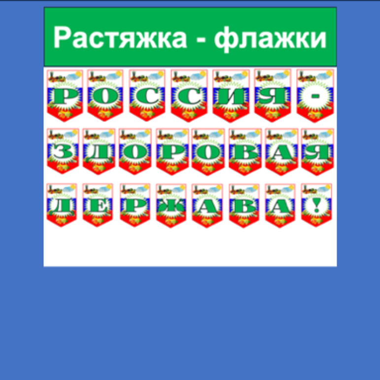 Растяжка - флажки Россия - здоровая держава!