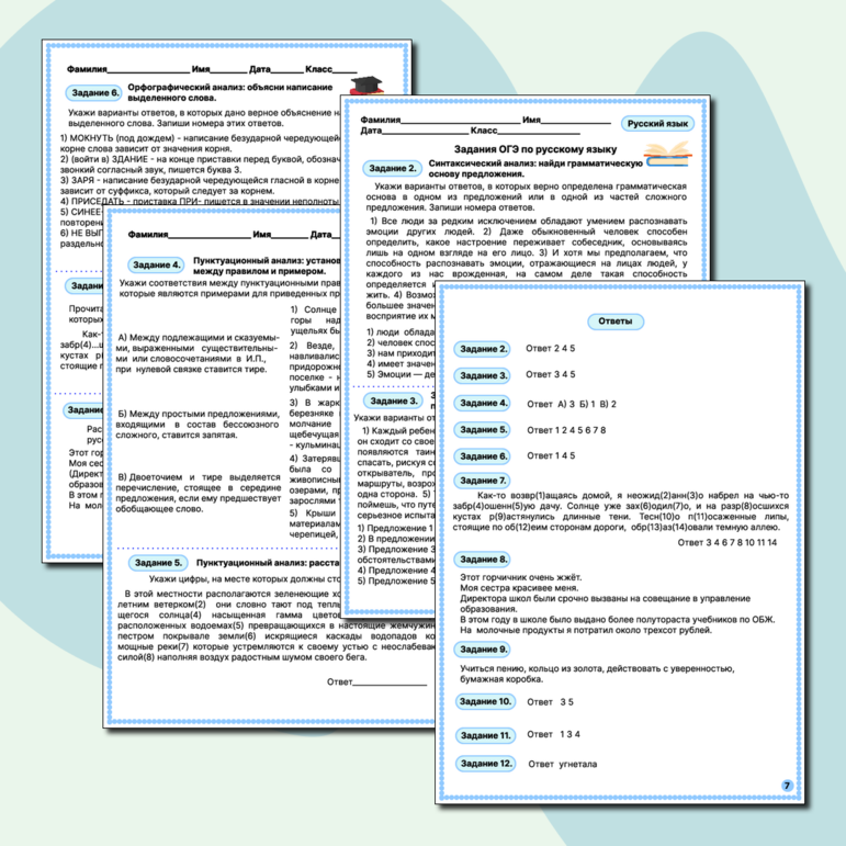 Подготовка к ОГЭ по русскому языку: задания 2-12