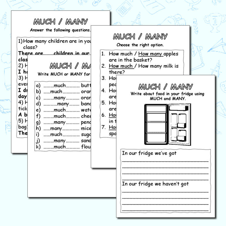 Much / many рабочие листы для детей с ответами