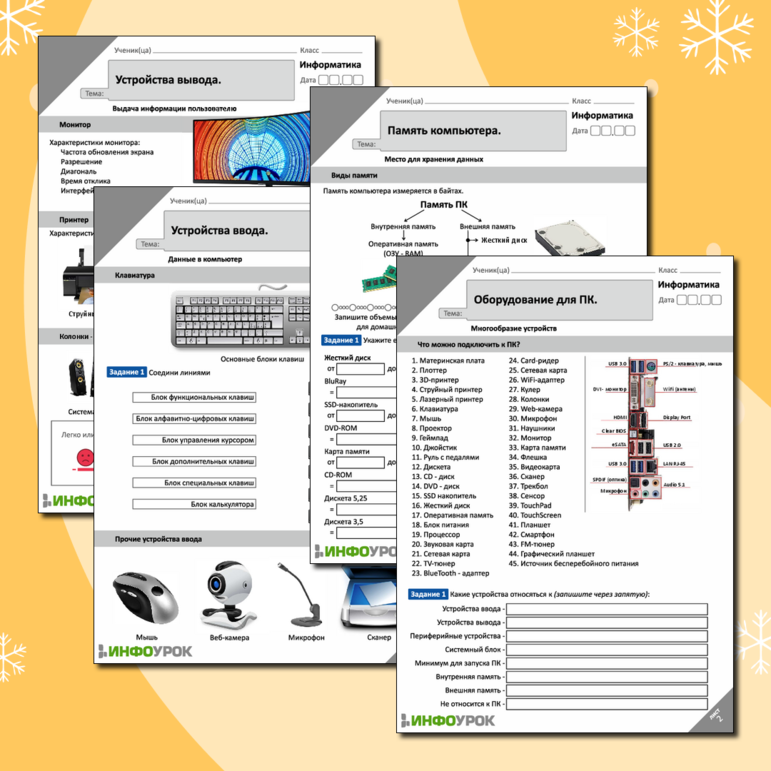 Рабочий лист. Информатика. Устройство ПК.