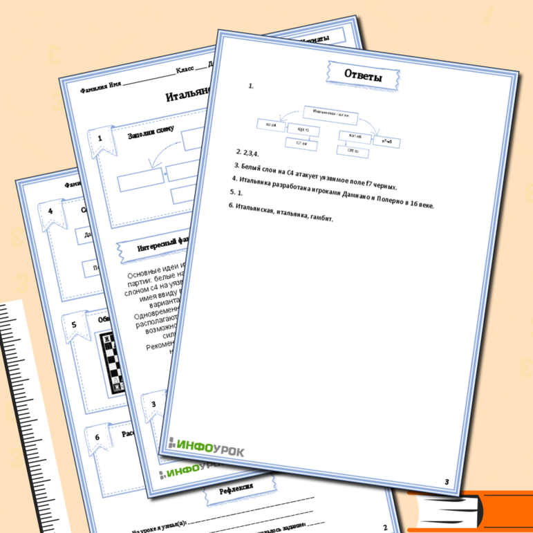 Рабочий лист «Итальянская партия в шахматах»