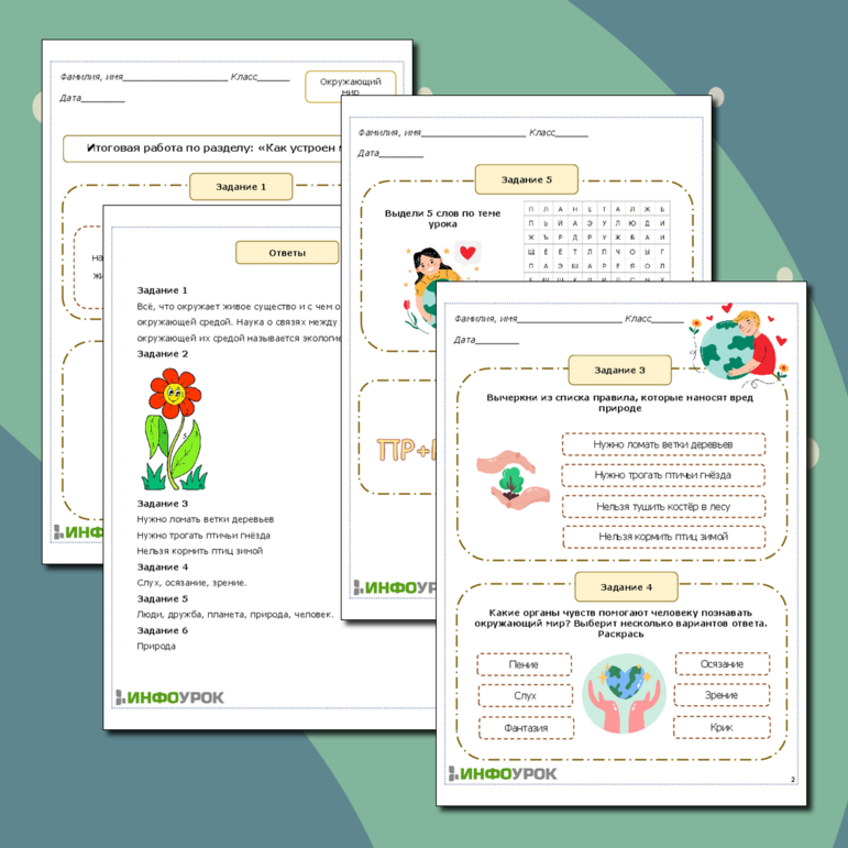Рабочий лист по теме: Итоговая работа по разделу «Как устроен мир»