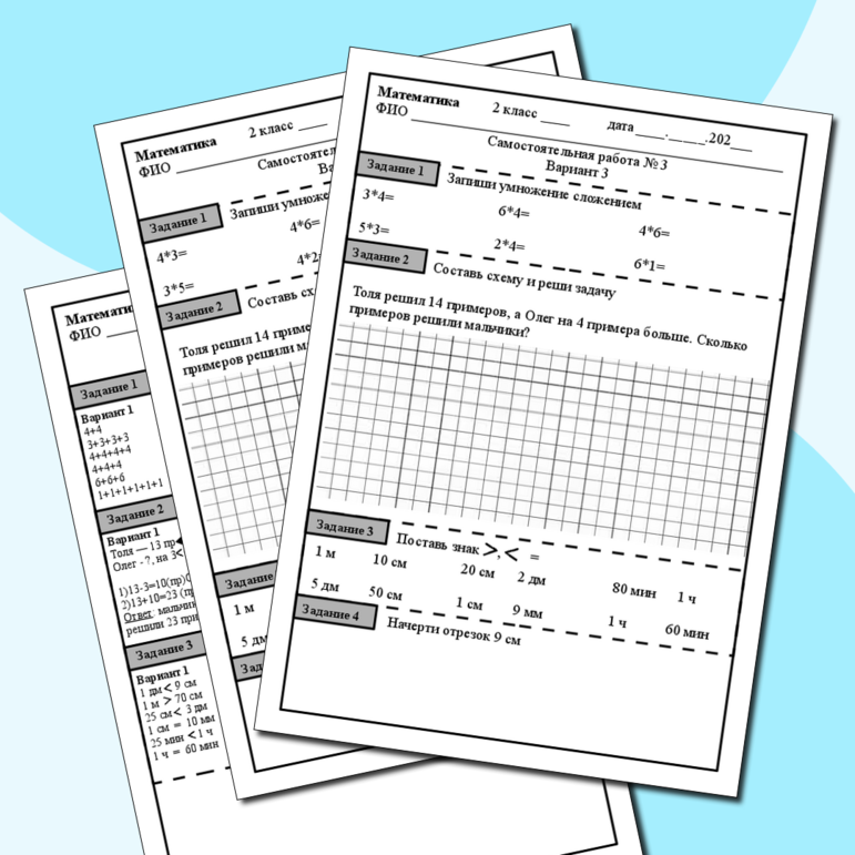 Рабочий лист по математике Самостоятельная работа № 3