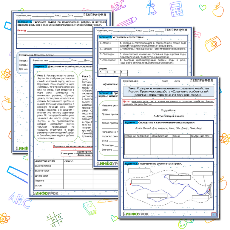 Рабочий лист по географии по теме Роль рек в жизни населения и развитии хозяйства России. Практическая работа 