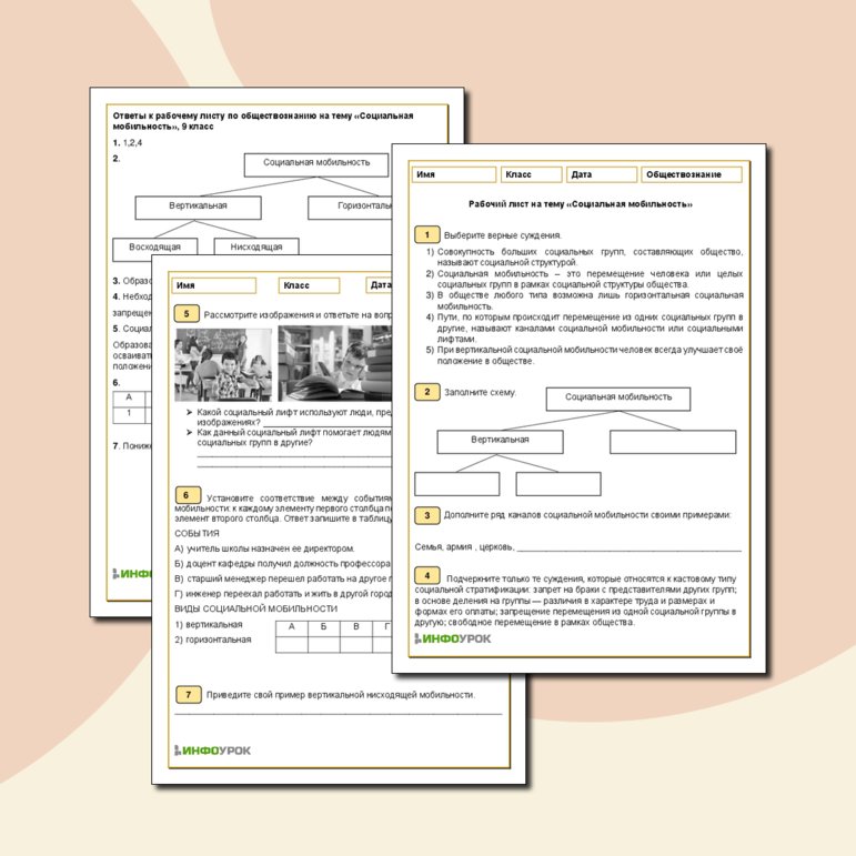 Рабочий лист по обществознанию на тему «Социальная мобильность»