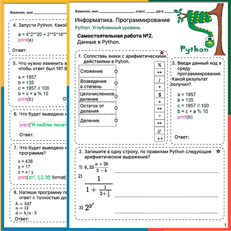 Python. Углублённый уровень. Самостоятельная работа №2. Данные