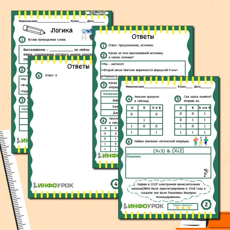 Рабочий лист по информатике 