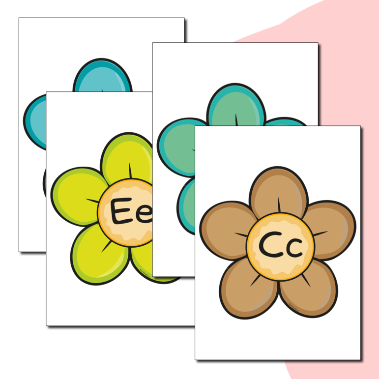 Английский алфавит - цветочные плакаты. Серия 26 листов
